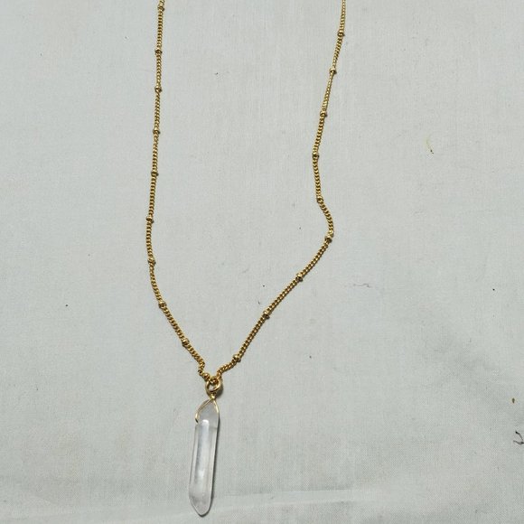 Charming Charlie crystal quartz point, gold chain necklace - Picture 4 of 7